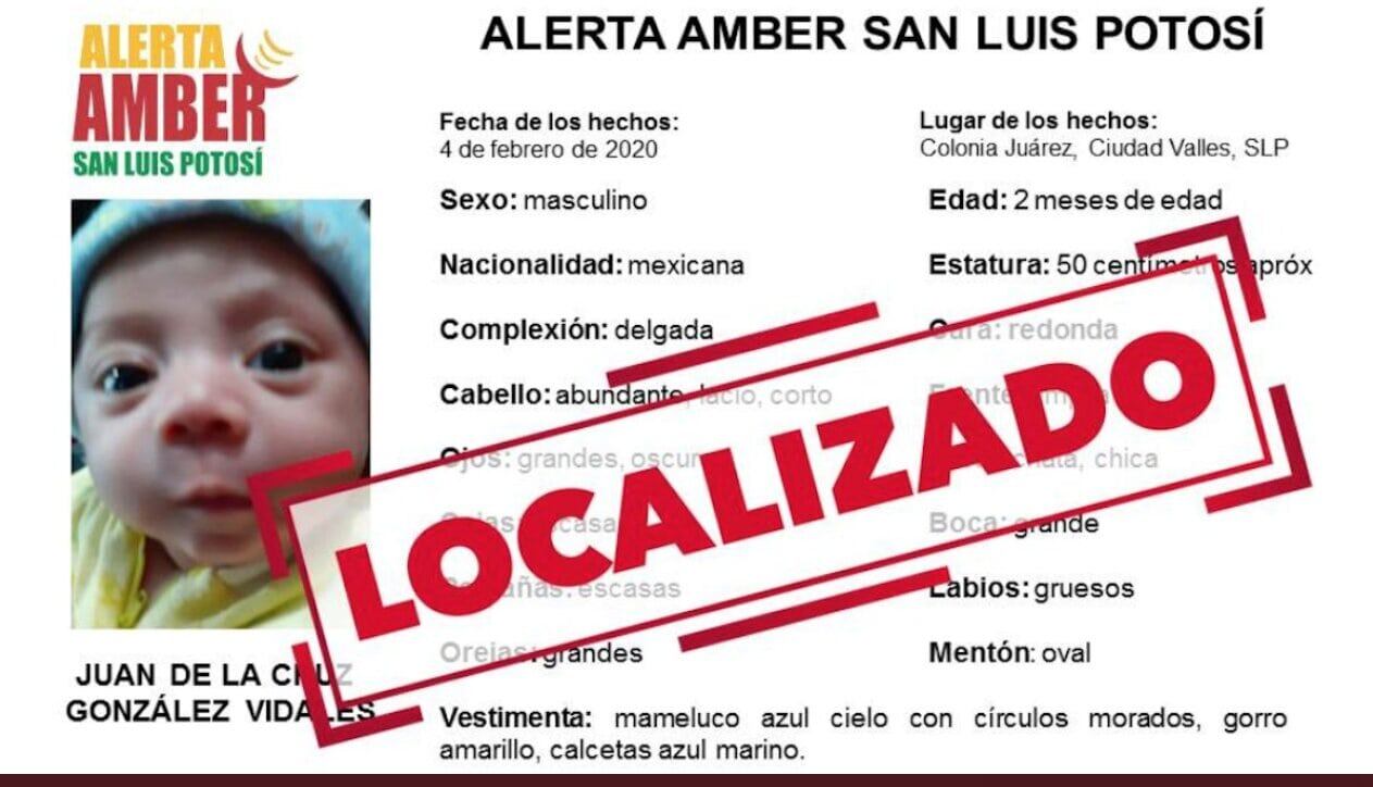 'Juanito', bebé de 2 meses localizado en San Luis Potosí.