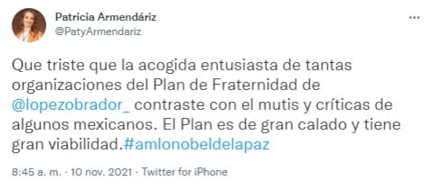 Tuit de Patricia Armendáriz