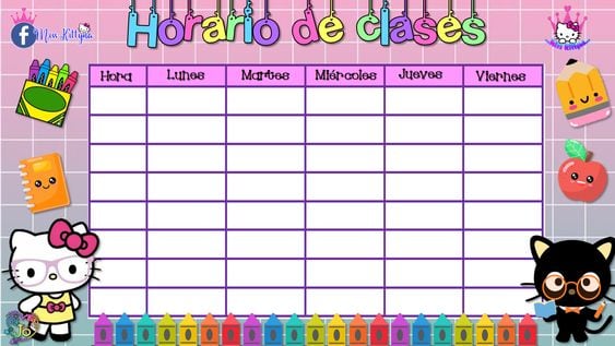 Horario escolar de Hello Kitty para imprimir