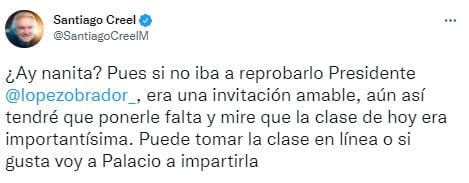 Santiago Creel responde a AMLO