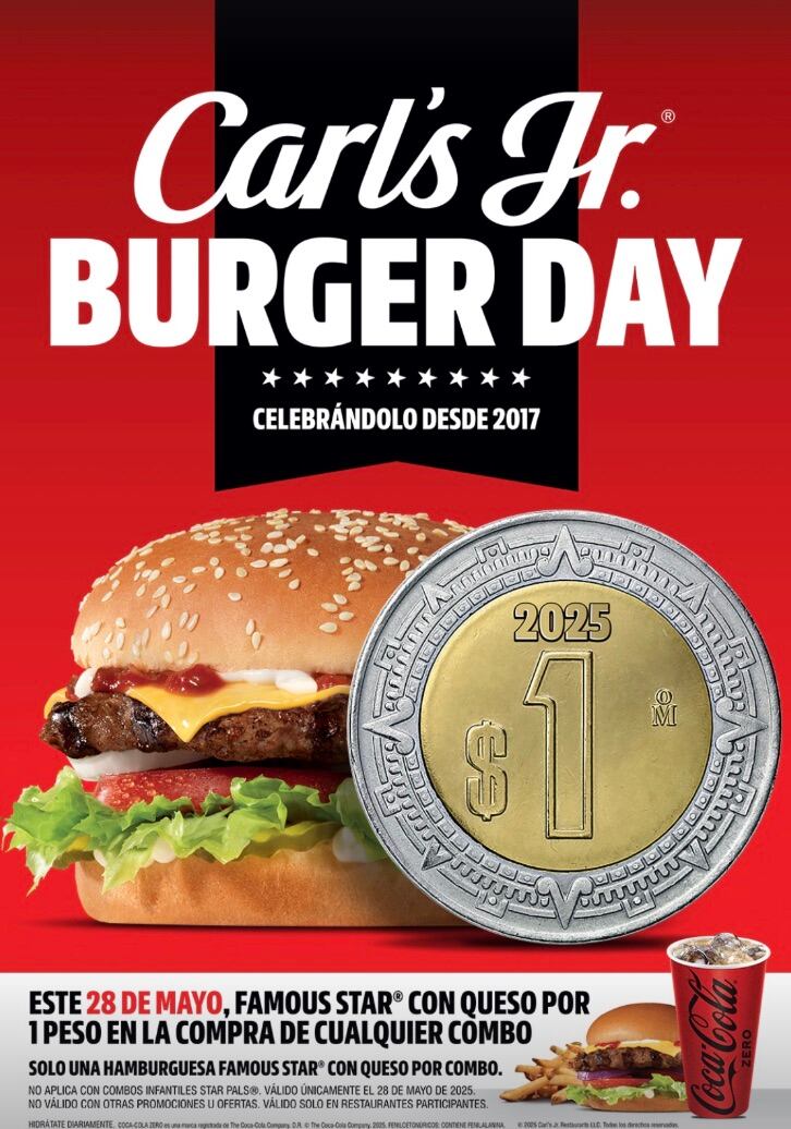 Día de la Hamburguesa en Carls’ Jr 2025