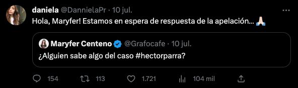 Daniela Parra revela que ya apelaron la sentencia de Héctor Parra