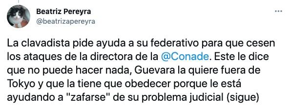 Tuit de Beatriz Pereyra/@beatrizapereyra