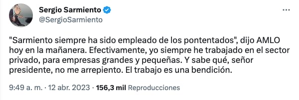 Sergio Sarmiento le da la razón a AMLO