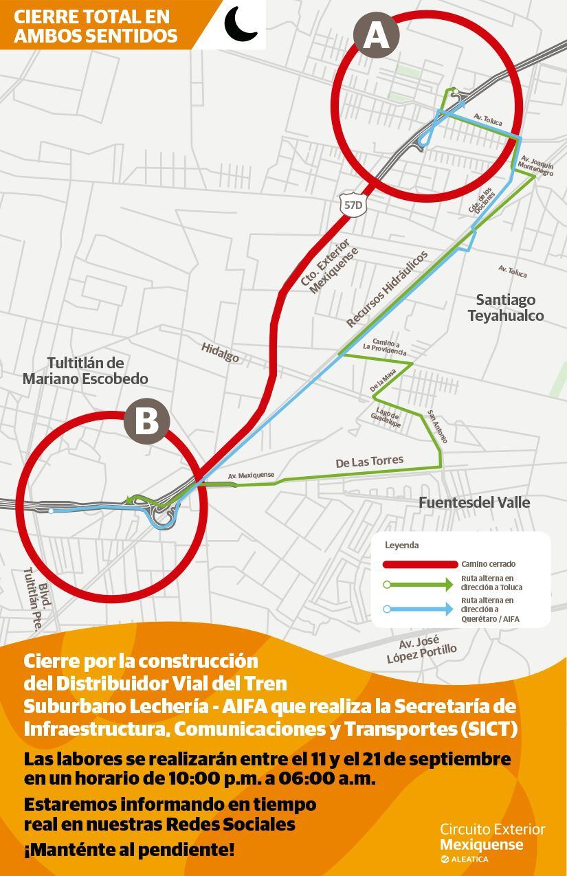 Advierten cierre nocturno del Circuito Exterior Mexiquense