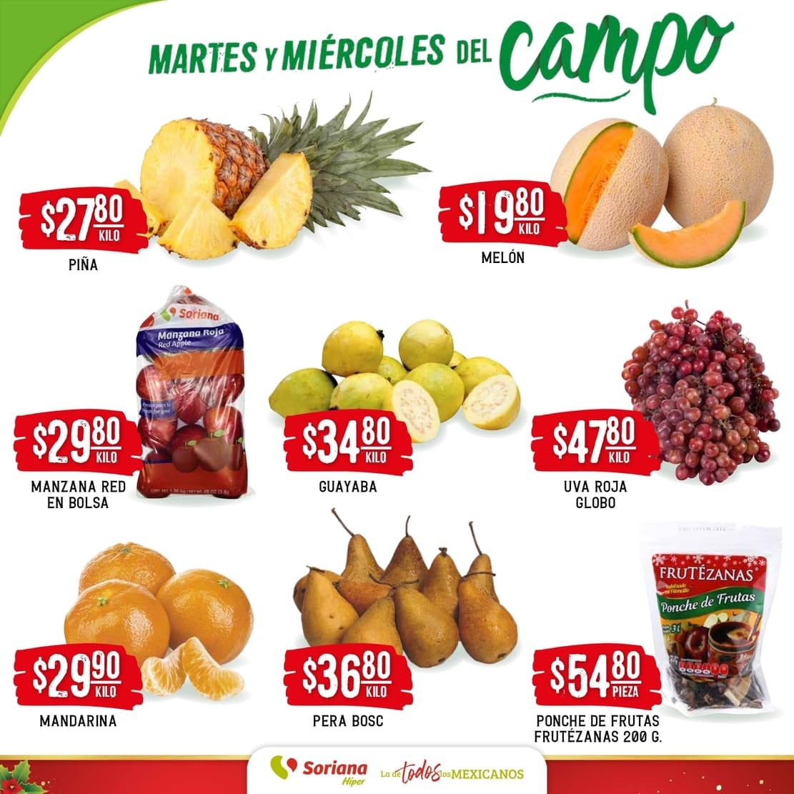 Ofertas del Martes y Miércoles del Campo Soriana 12 y 13 de diciembre 2023