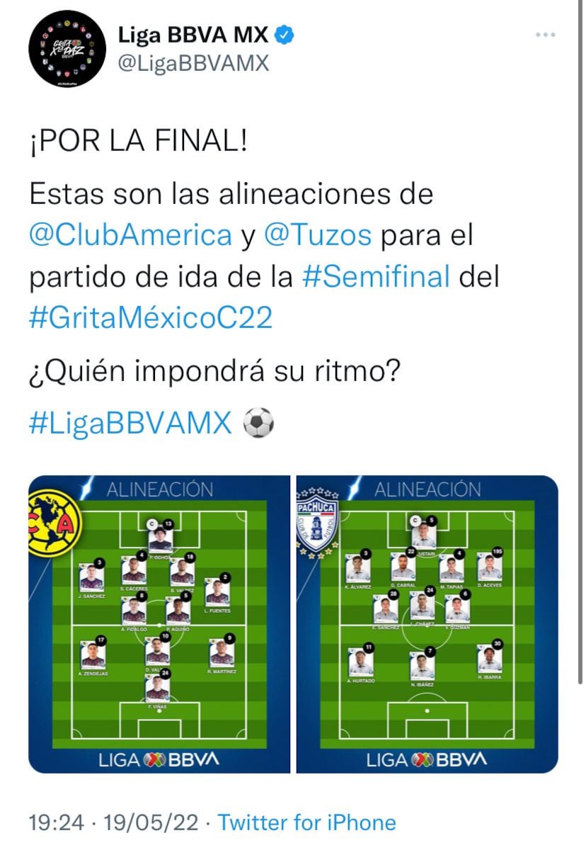 El Club América y el Club Pachuca pelean por el segundo pase a la final del Clausura 2022.