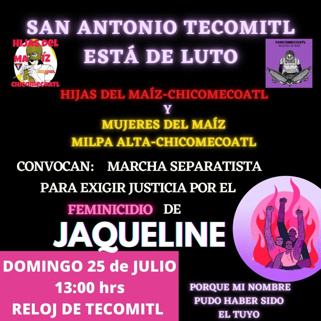 Convocatoria marcha por feminicidio de Jacqueline