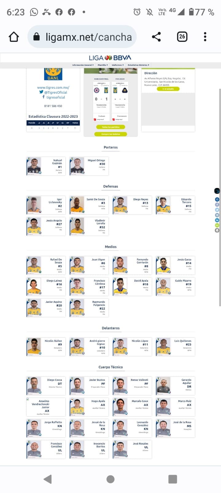 Diego Cocca sigue apareciendo como técnico del Club Tigres.