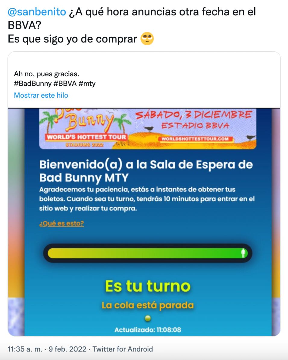 Tuit de fan de Bad Bunny