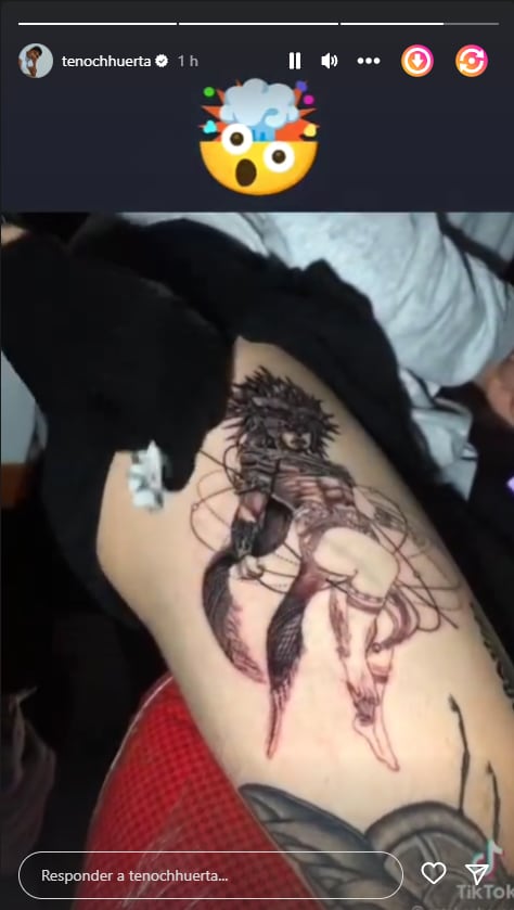 Instagram storie de Tenoch Huerta mostrando tatuaje de Namor