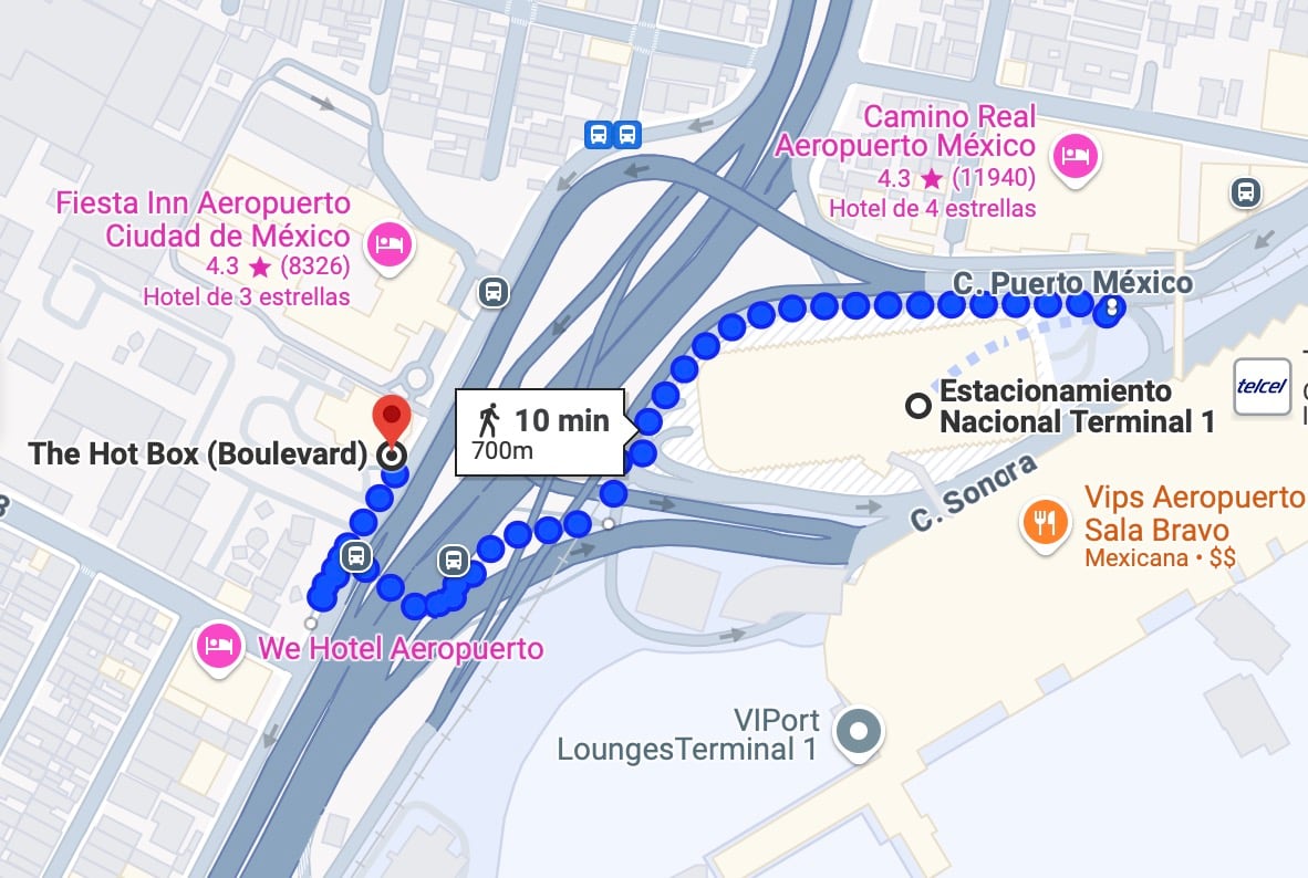 Distancia aproximada del punto de abordaje para taxi de plataformas como Uber