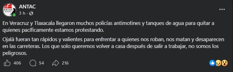 ANTAC denunció represión durante protestas de transportistas