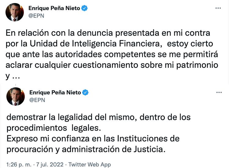 Enrique Peña Nieto responde a investigación de la UIF