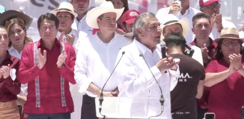 Adán Augusto López, titular de la Secretaría de Gobernación, en el mitin de Morena en Coahuila