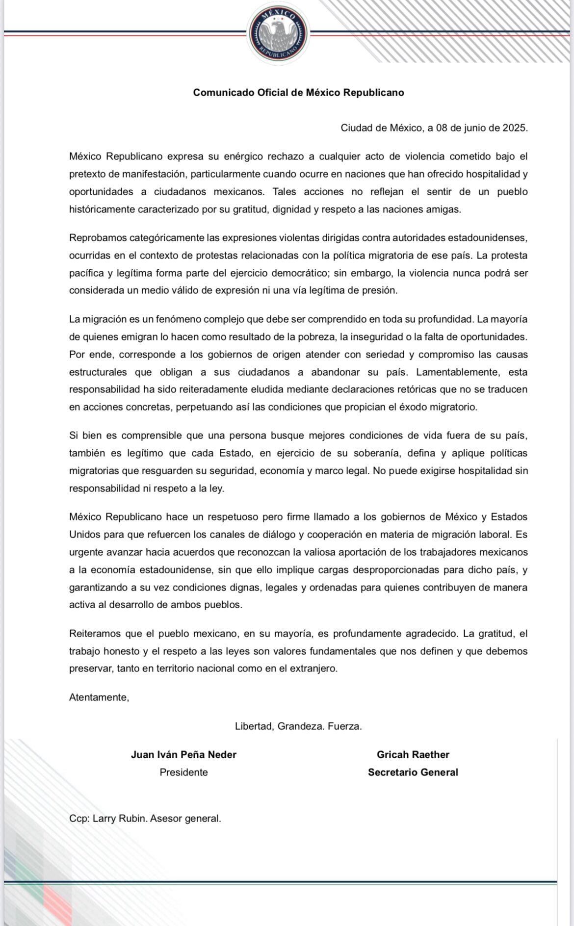 México Republicano apoya las redadas en Estados Unidos.