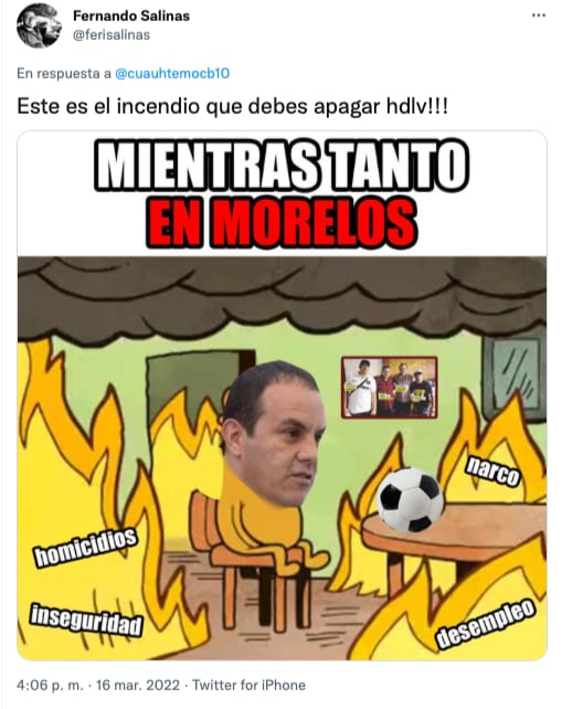 Críticas a gobierno de Morelos por campaña de incendios forestales/Twitter