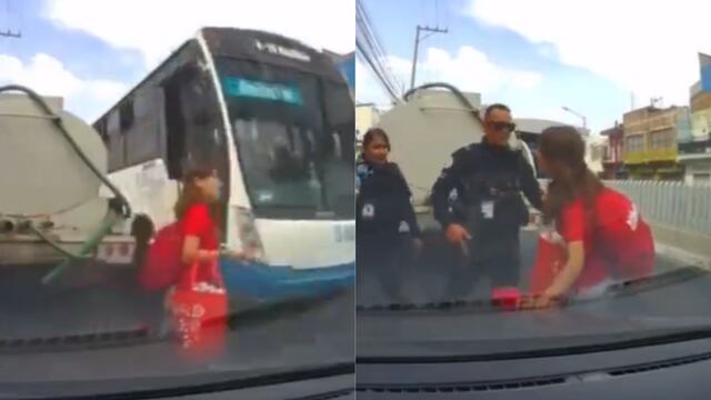 Mujer se salva de ser atropellada en León, Guanajuato