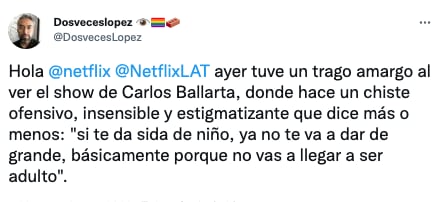 Piden cancelar a Carlos Ballarta de Netflix