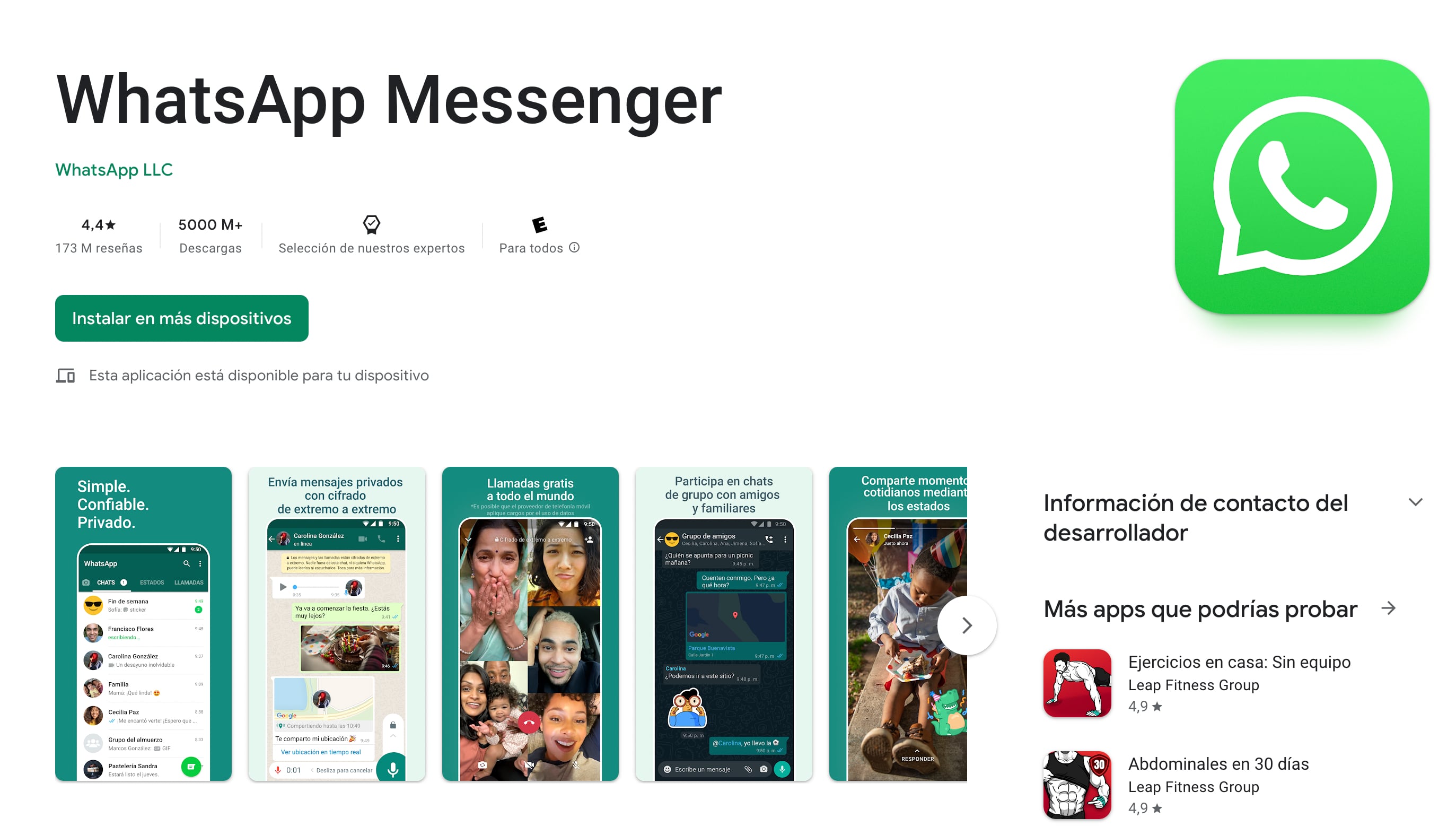 WhatsApp en Google Play Store