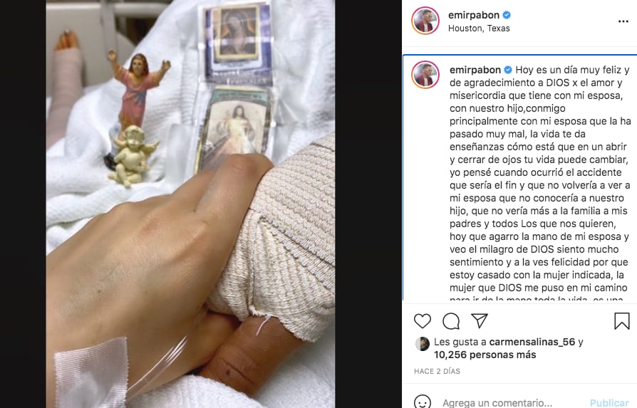 Emir Pabón celebra que su esposa saliera bien de operación