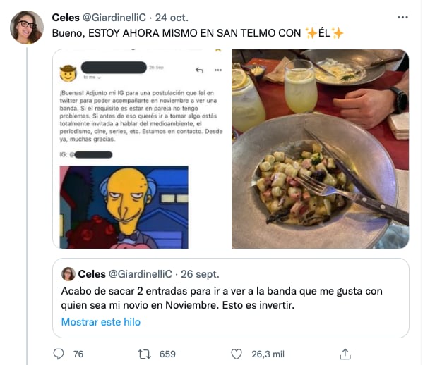 Hilo de cómo buscaba novio para concierto