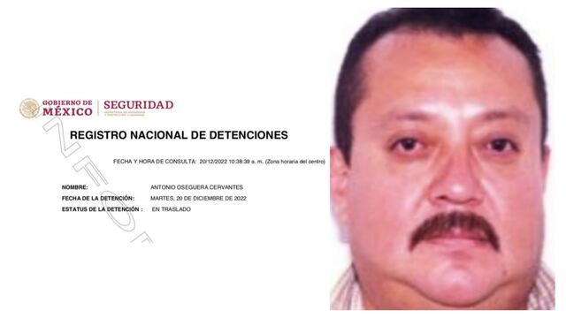 Antonio Oseguera Cervantes fue detenido por la Sedena