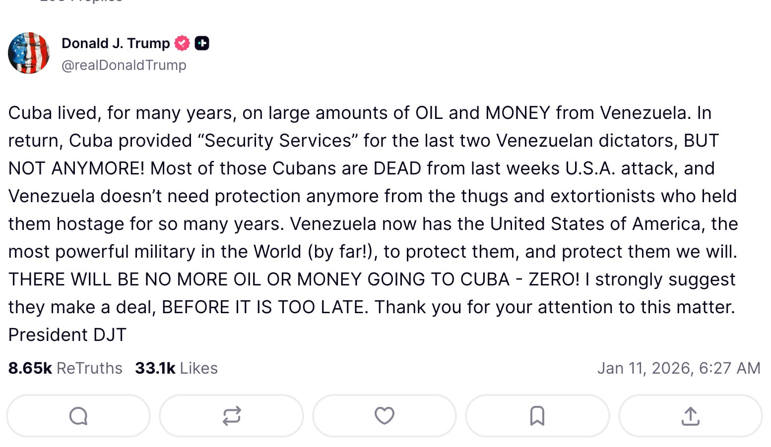 Donald Trump se autoproclama "Presidente de Venezuela" y desata controversia