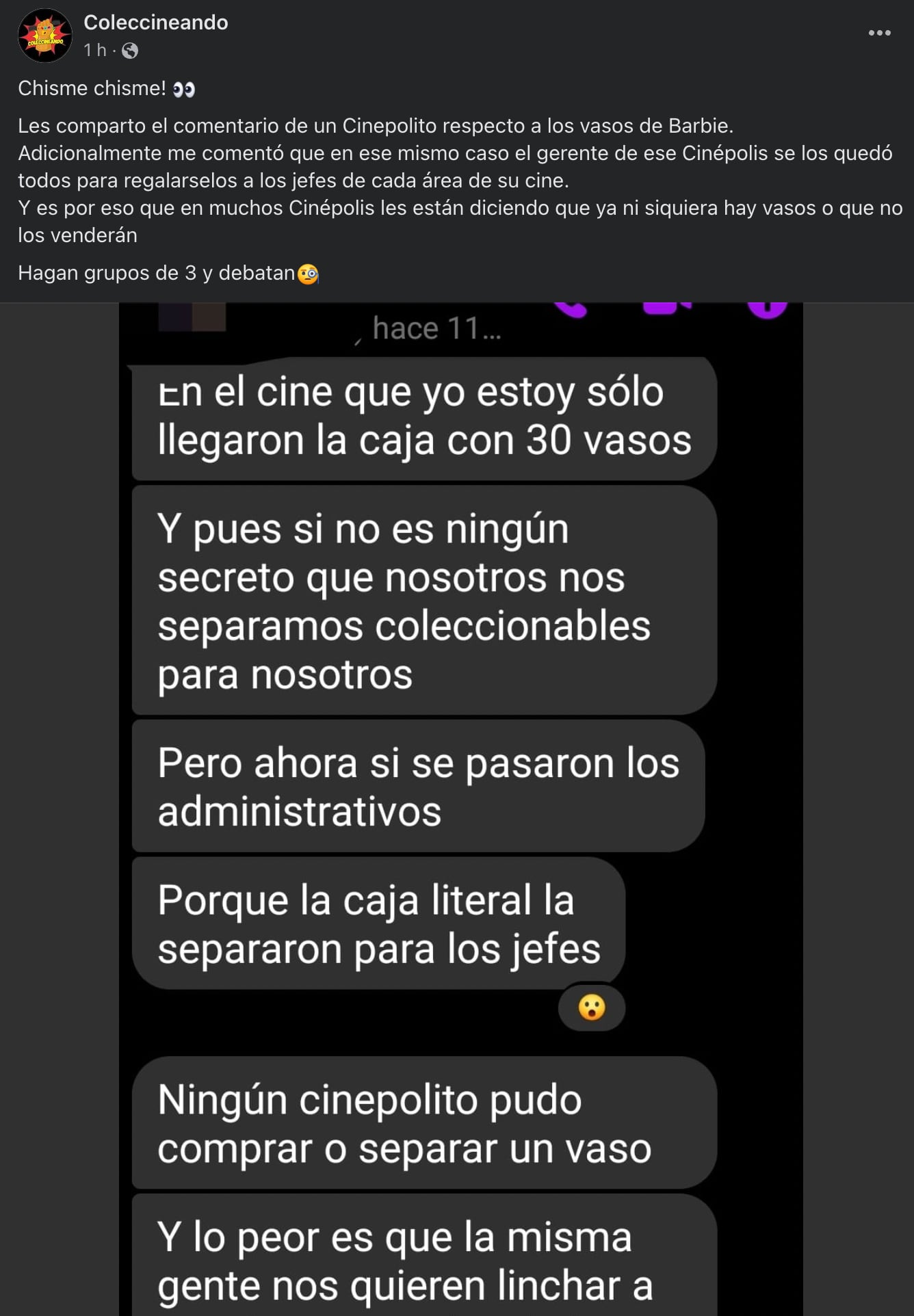 Vaso coleccionable de Barbie en Cinépolis agotado