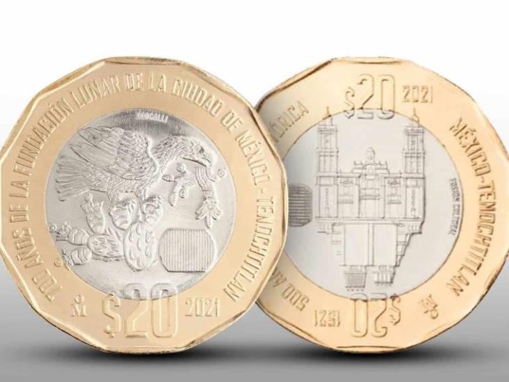 Moneda de los 700 años de la fundación México-Tenochtitlán y 500 años de su memoria histórica