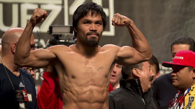 El 'Pacman' durante el pesaje de una de sus peleas