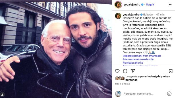 Alejandro Maldonado junto a Giorgio Armani
