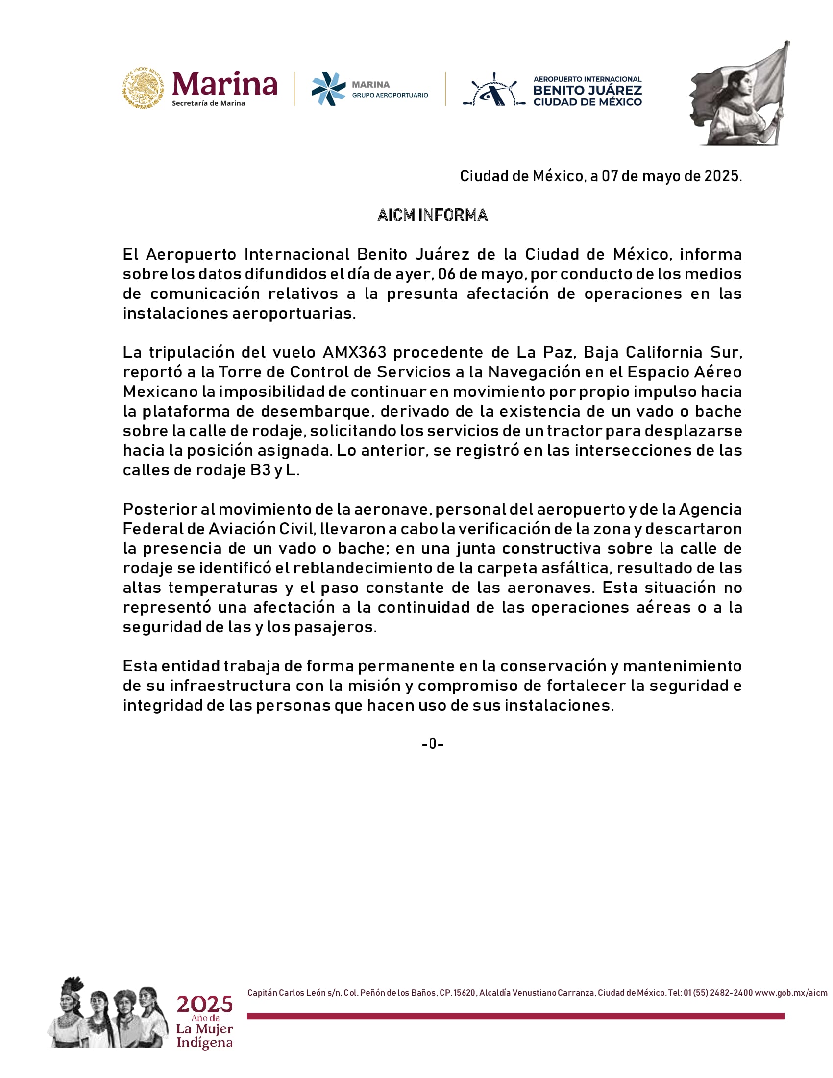 AICM respondió a la polémica del avión que cayó a bache