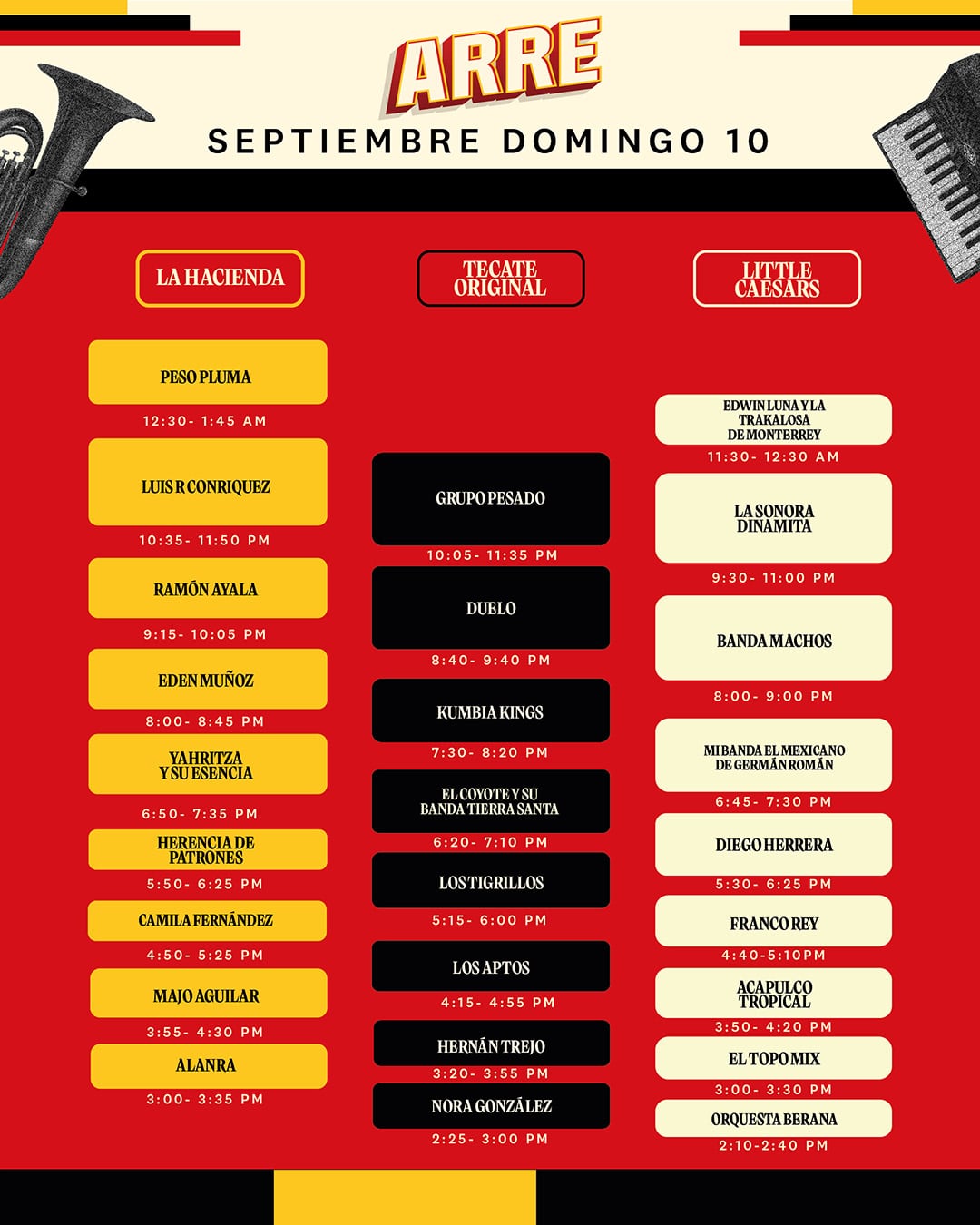 Festival Arre, horarios oficiales hoy 10 de septiembre