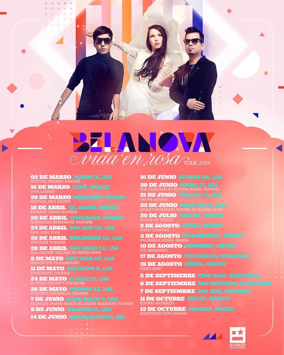 Belanova anuncia 30 conciertos en su gira Vida en Rosa Tour