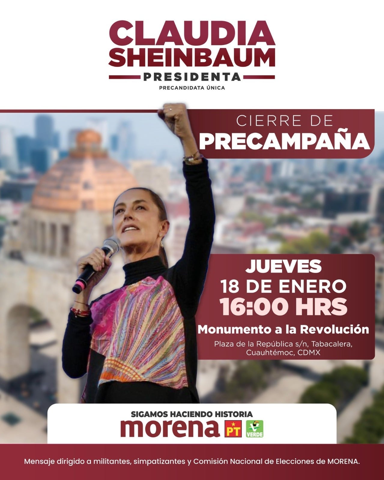 Claudia Sheinbaum ya eligió dónde cerrará su pre campaña el jueves 18 de enero; será a esta hora
