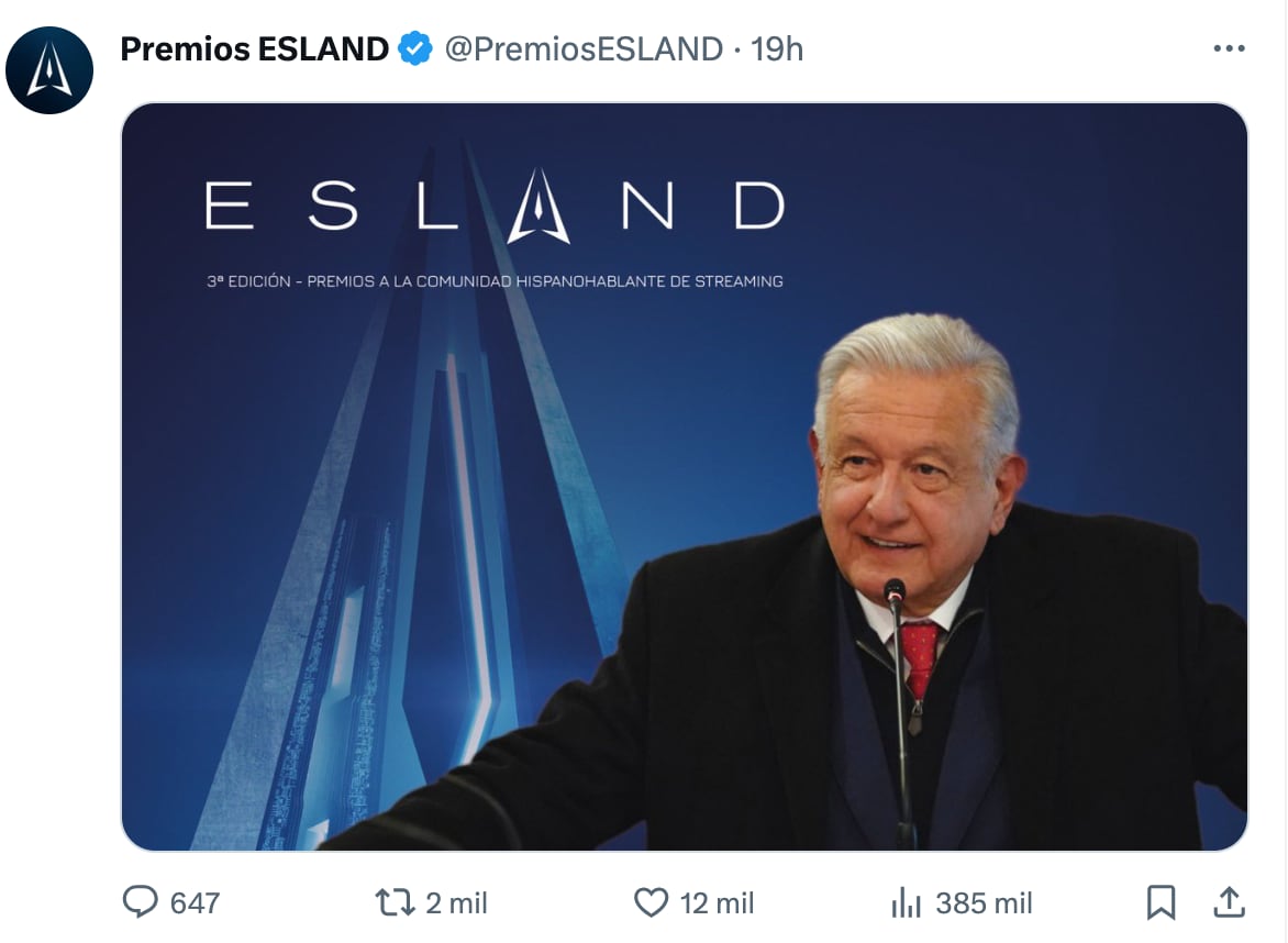 ¿AMLO tendría una nominación en los Premios Esland 2024?