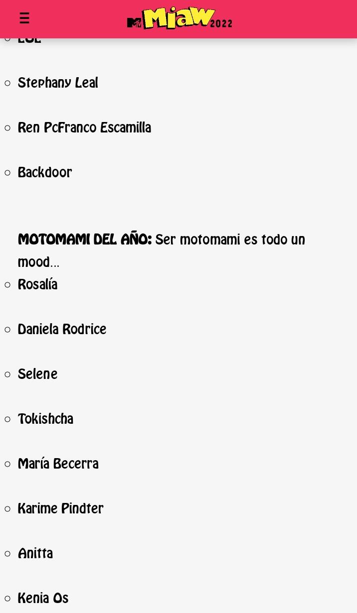 Daniela Rodrice en categorías de MTV Miaw Awards 2022