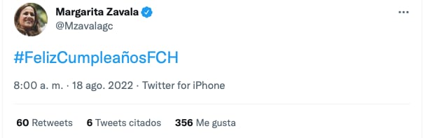 Felicitaciones por el cumpleaños 60 de Felipe Calderón/captura de pantalla de Twitter