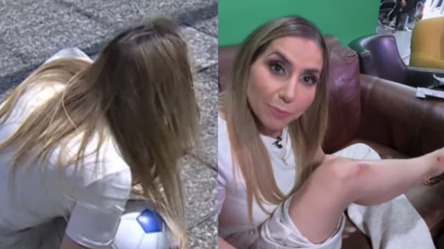 Jimena Longoria se cae en Venga La Alegría
