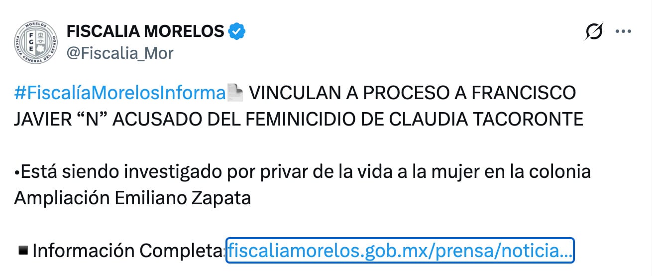 Vinculan a proceso a Francisco Javier Meléndez por feminicidio de Claudia Tacoronte