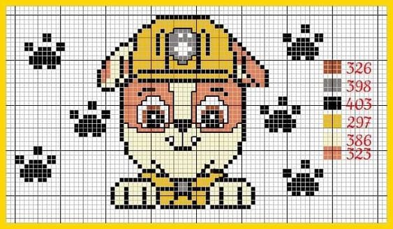 Rubble de Paw Patrol en punto de cruz