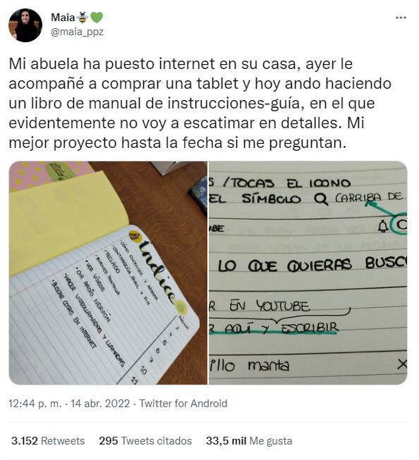 Le crea manual a su abuelita para que use su tablet