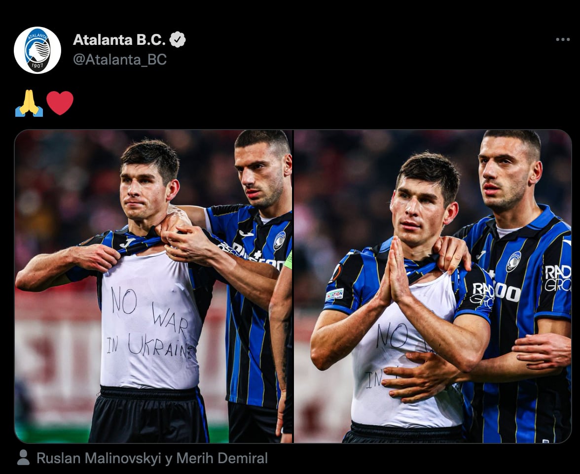 Ruslan Malinovskyi se manifestó ante la guerra en Ucrania