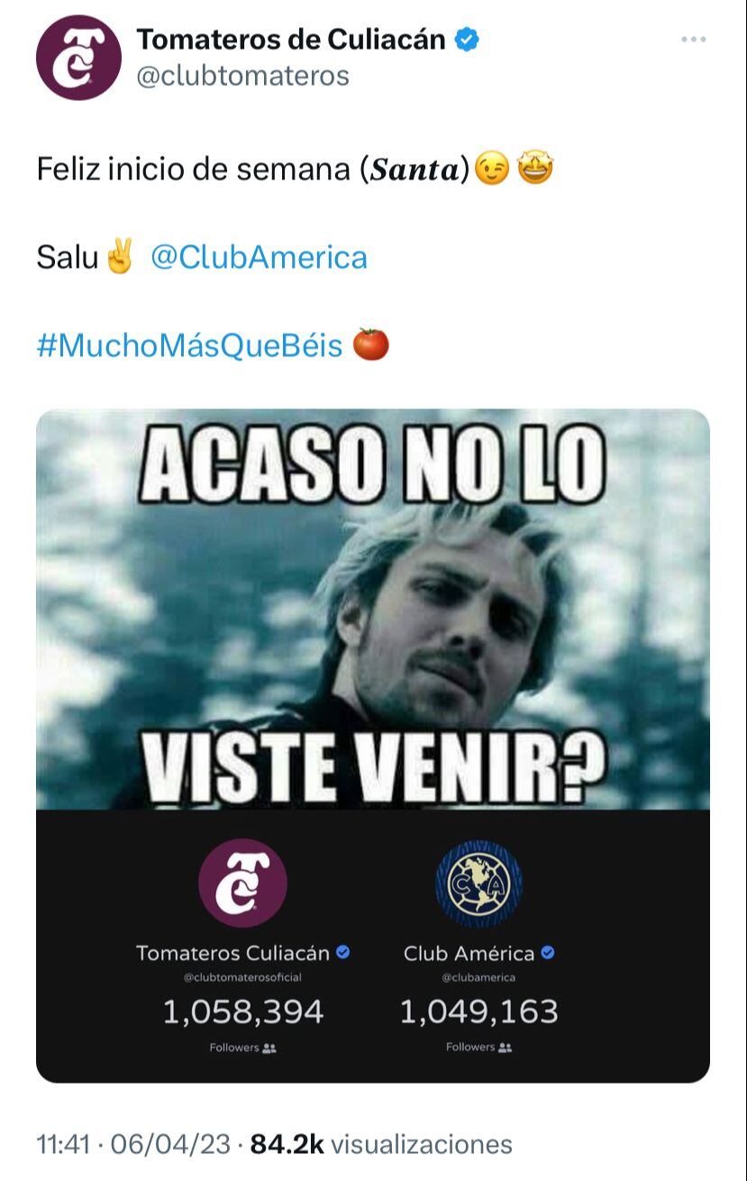 Tomateros de Culiacán se burló del Club América.