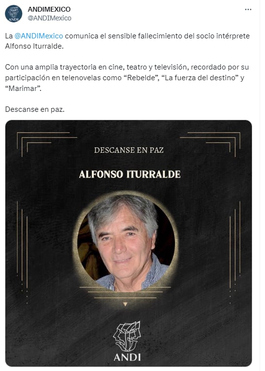 La ANDI informa la muerte de Alfonso Iturralde.