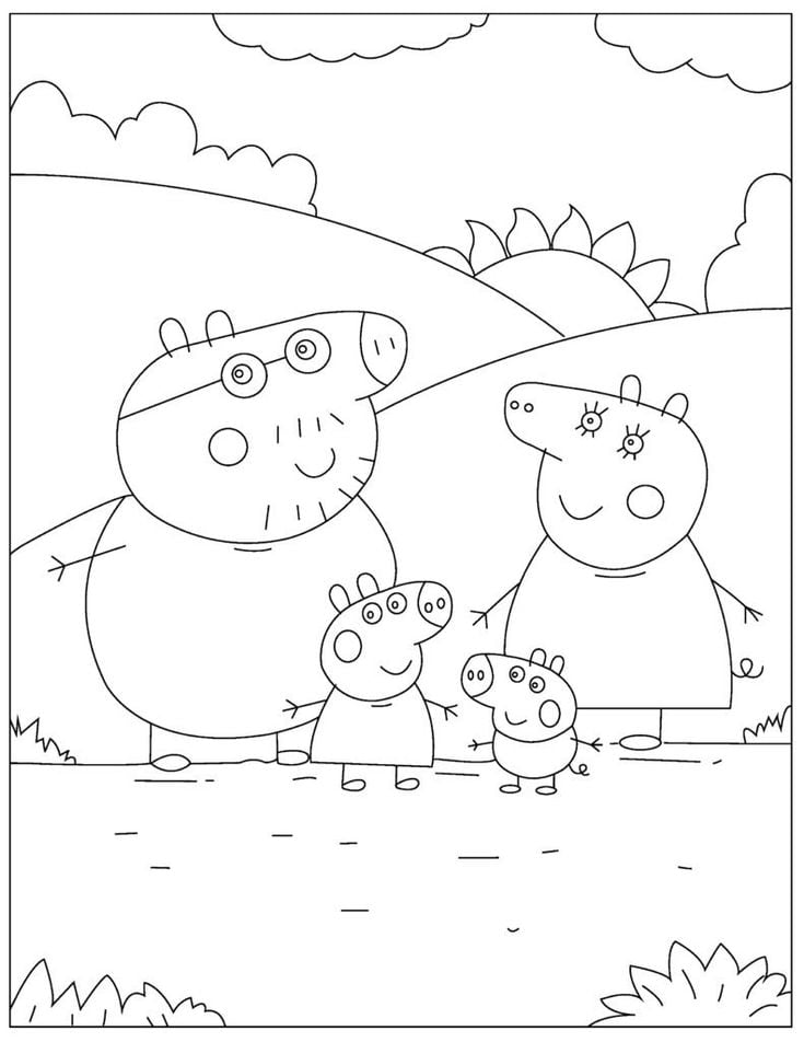 Dibujos de Peppa Pig en el bosque para colorear