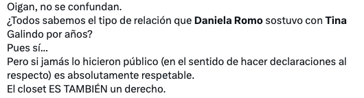 Usuarios opinan sobre la relación de Daniela Romo y Tina Galindo.