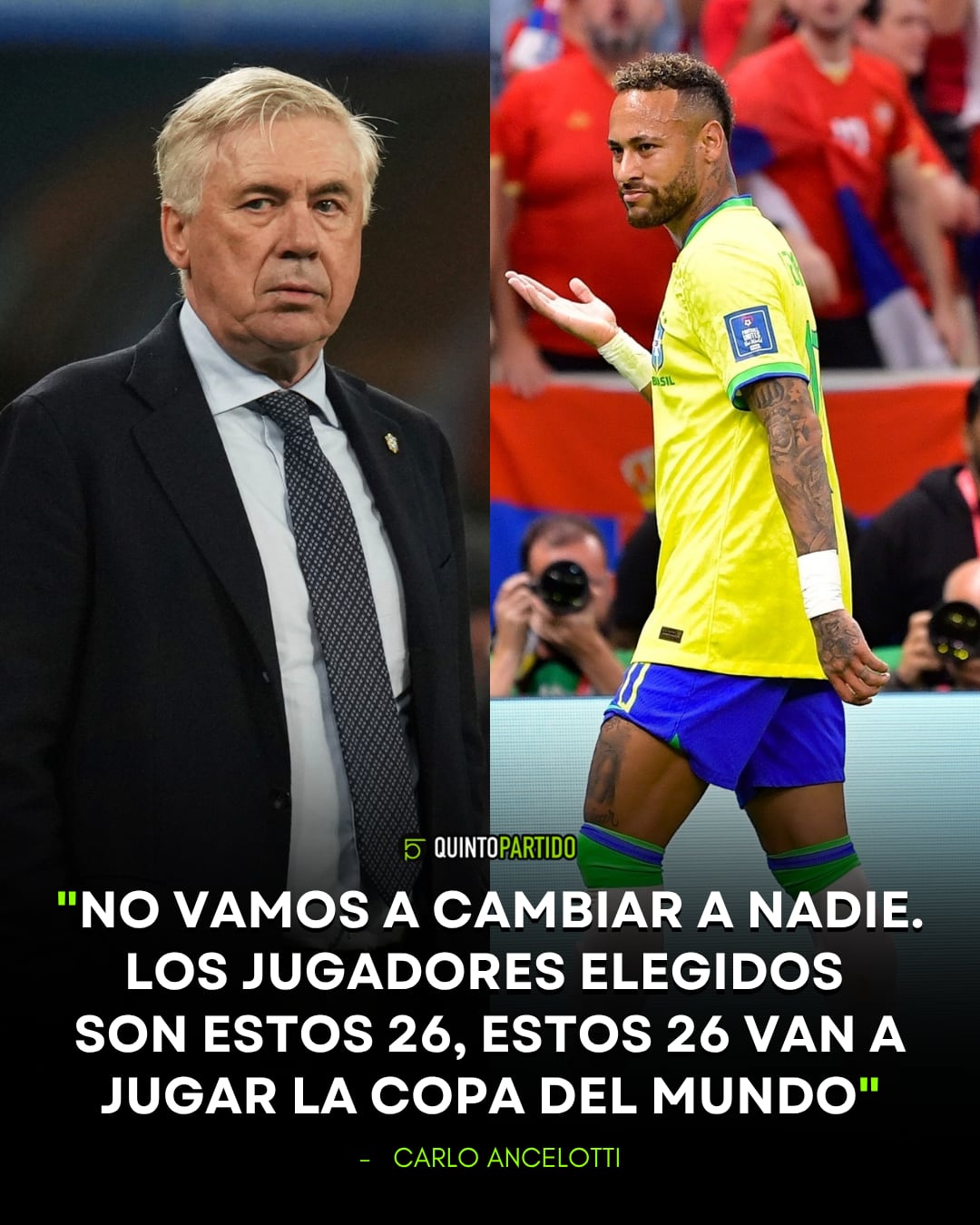 Carlo Ancelotti ve a Neymar en el Mundial 2026 pese a la lesión.