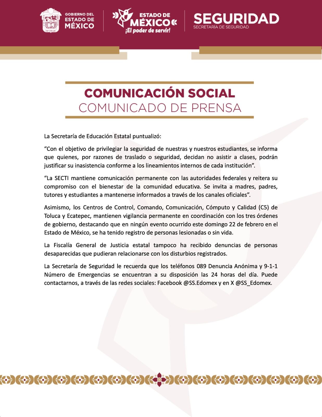 Suspenden clases en el Estado de México tras muerte de "El Mencho", líder del CJNG